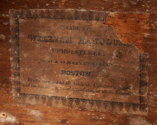 A rare labelled footstool by William Hancock, Boston, 1825