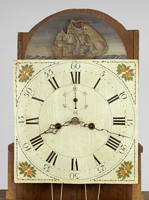Figured Maple Tall Case Clock Attributed to the Abner Rogers of Berwick, Maine