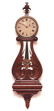Mahogany Lyre Clock by John Sawin, Boston, Massachusetts, early 19th century.